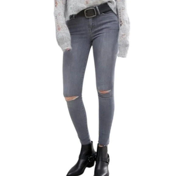 All Saints Womens Grace Slashed  Skinny Jeans Gray Wash Size 24 - Picture 10 of 10